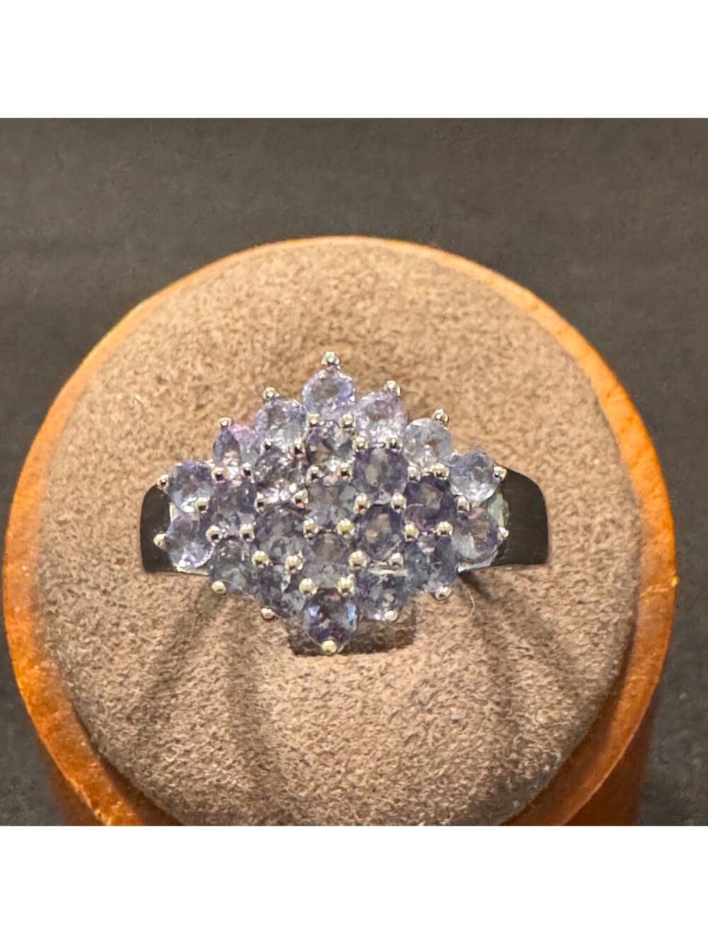Sterling Silver 925 Tanzanite Prong Set Tapered Band Cluster Ring Size 10.5